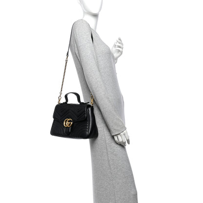 Gucci Calfskin Matelasse Small GG Marmont Top Handle Black 2 of 10