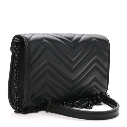 Gucci Nappa Matelasse Monochrome GG Marmont Wallet On Chain Black 2 of 11