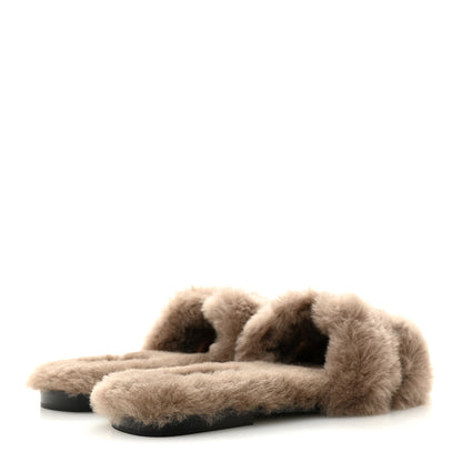 Hermes Woolskin Oran Sandals 39 Etoupe 5 of 8