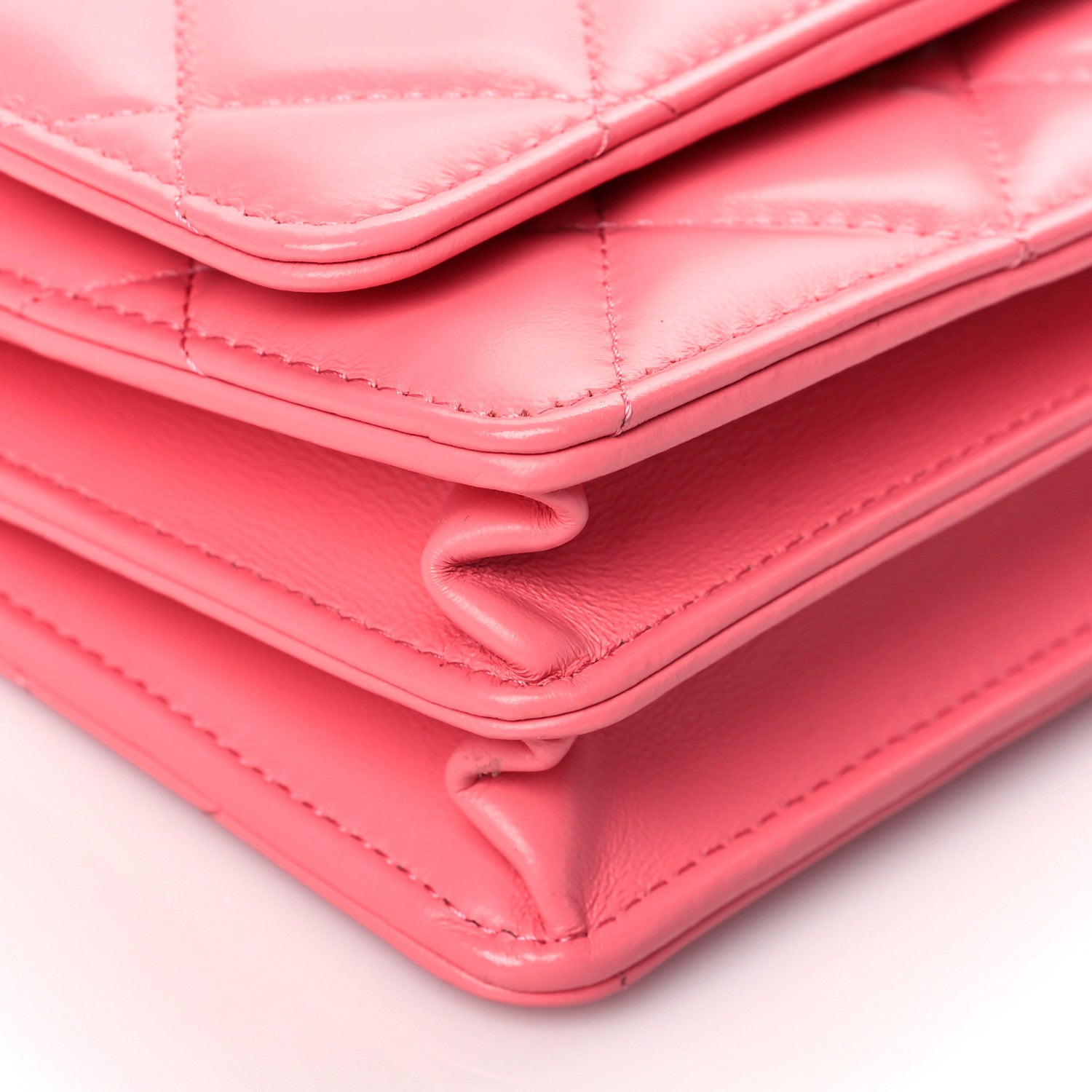 Chanel Lambskin Enamel Quilted Pending Clutch With Chain Pink 8 of 10