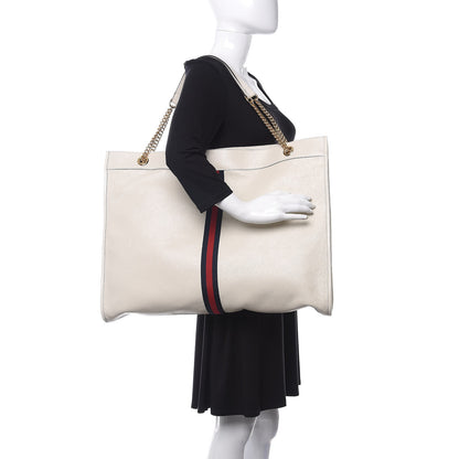 Gucci Calfskin Maxi Rajah Chain Tote White 2 of 12