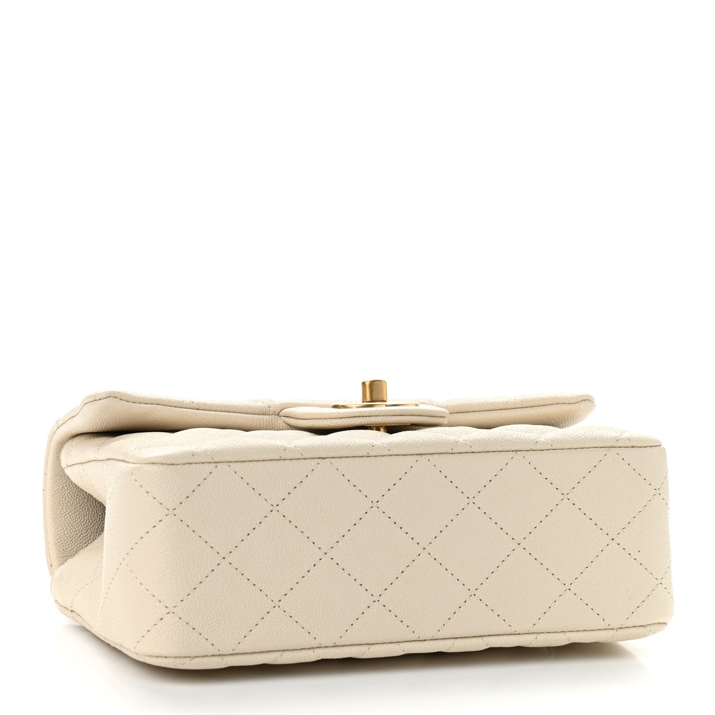 Caviar Quilted Mini Top Handle Rectangular Flap Beige