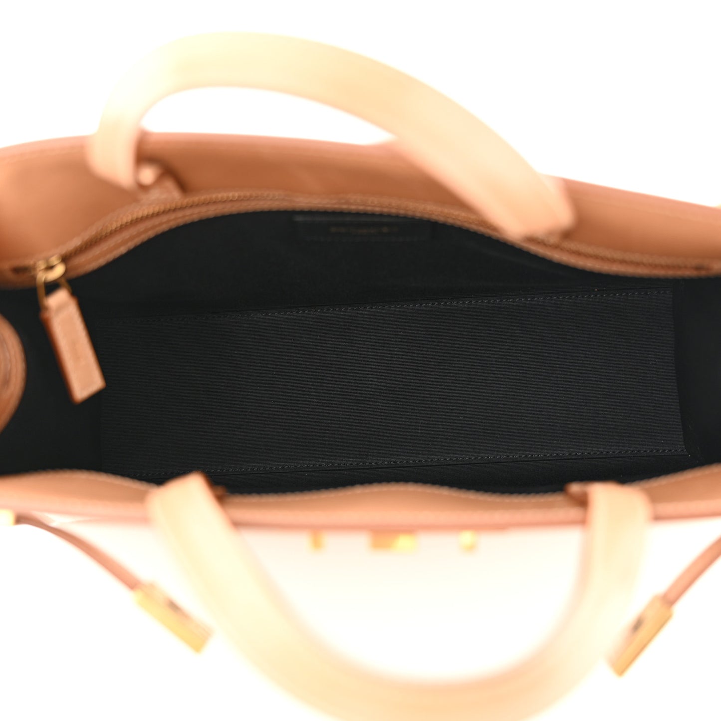 Canvas Calfskin Medium Manhattan Shopper Tote Natural Brown