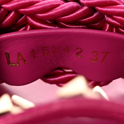 Valentino Garavani Calfskin Silk Rockstud Torchon Espadrille Wedge 25/95mm Slide Sandals 37 Rose Violet 8 of 16