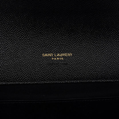 Saint Laurent Grain De Poudre Matelasse Chevron Monogram Envelope Clutch Black 6 of 9