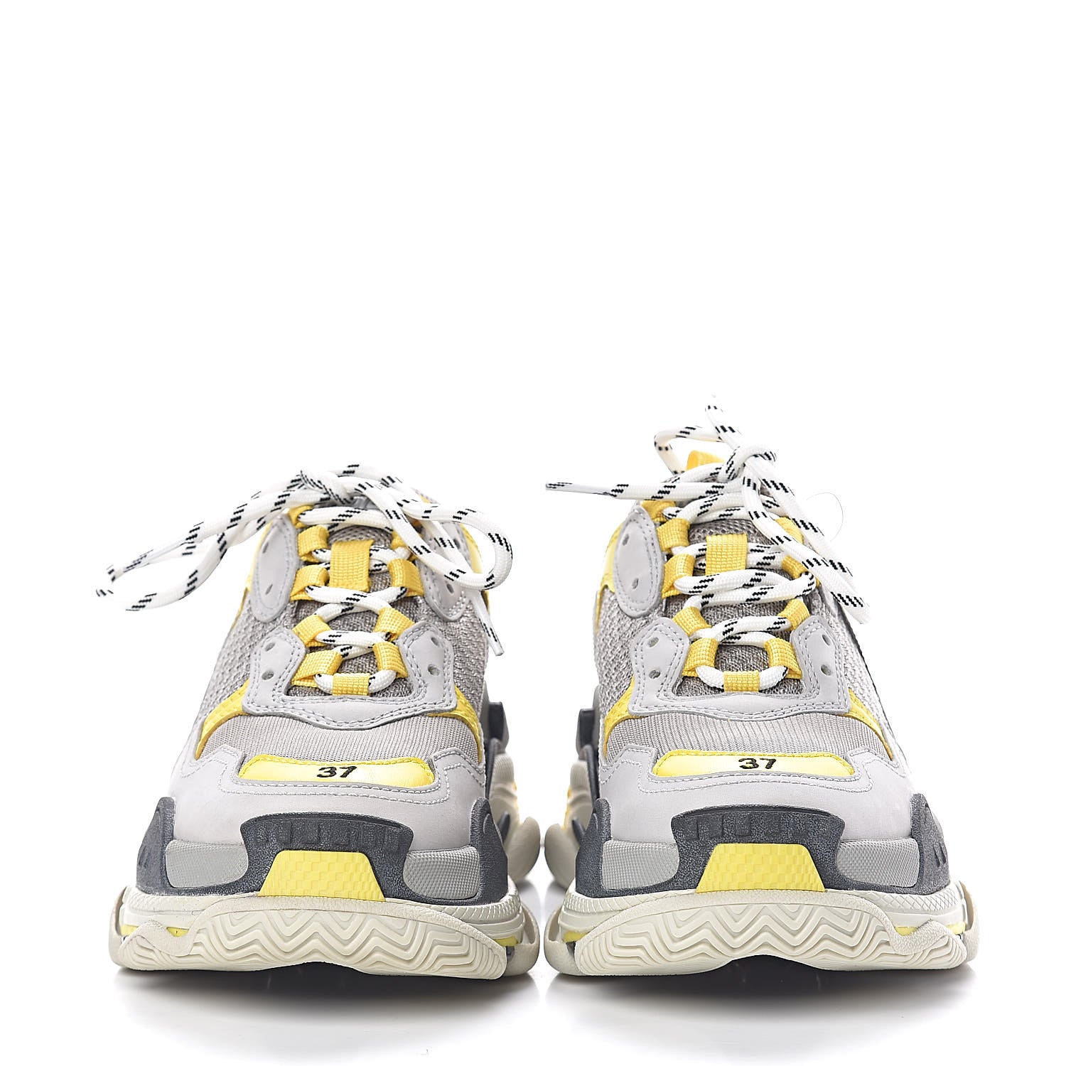 Balenciaga Fabric Mesh Womens Triple S Sneakers 37 Yellow Grey White 2 of 11