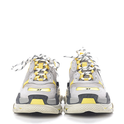Balenciaga Fabric Mesh Womens Triple S Sneakers 37 Yellow Grey White 2 of 11