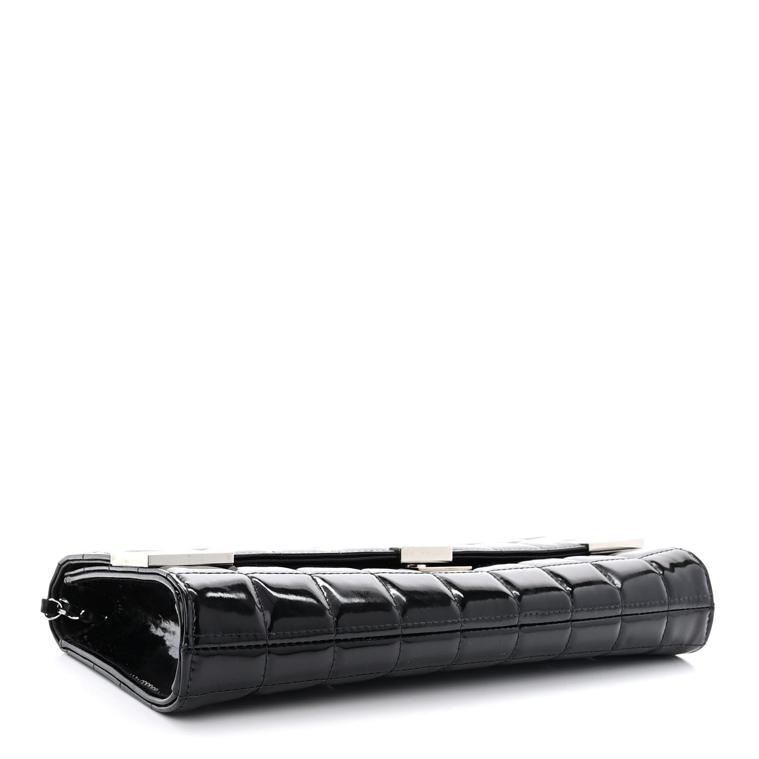 Chanel Patent Chocolate Bar Chain Clutch Black 4 of 11