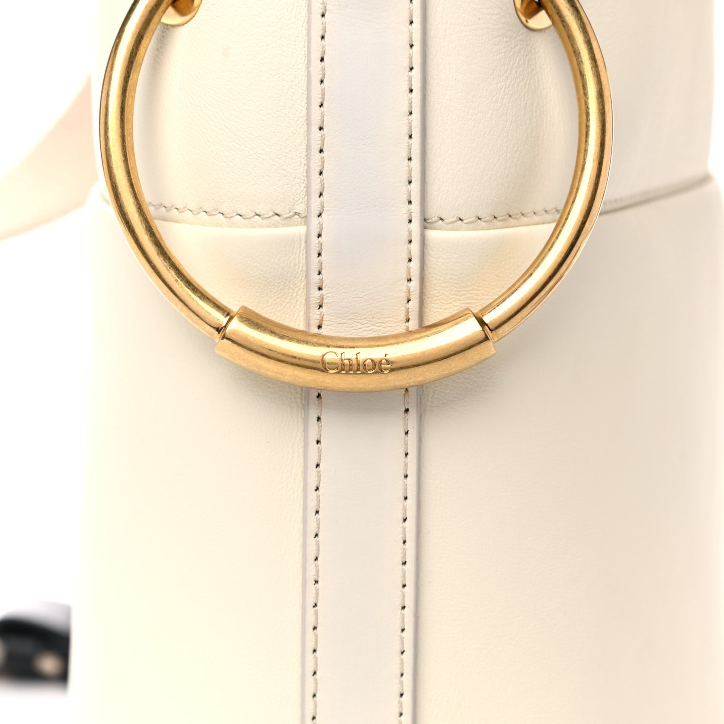 Smooth Calfskin Small Roy Bucket Bag Natural White