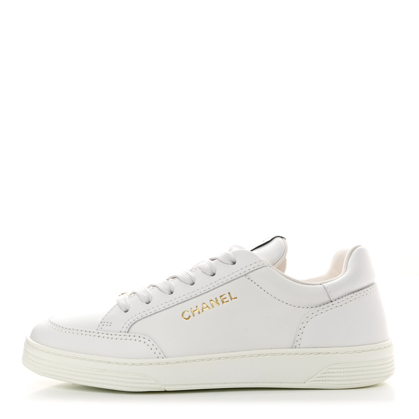 Calfskin Womens CC Logo Sneakers 38 White