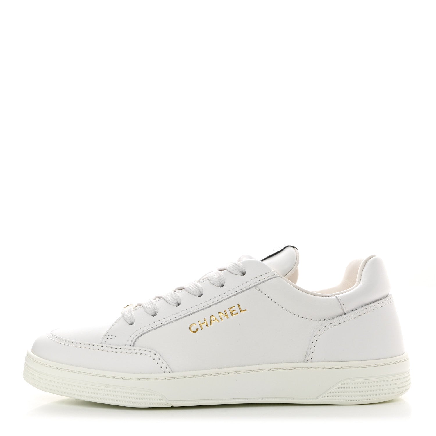 Chanel Calfskin Womens CC Logo Sneakers 38 White 1 of 10