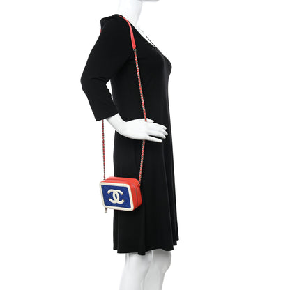 Chanel Caviar Quilted Filigree Vanity Clutch With Chain Blue White Red 2 of 10