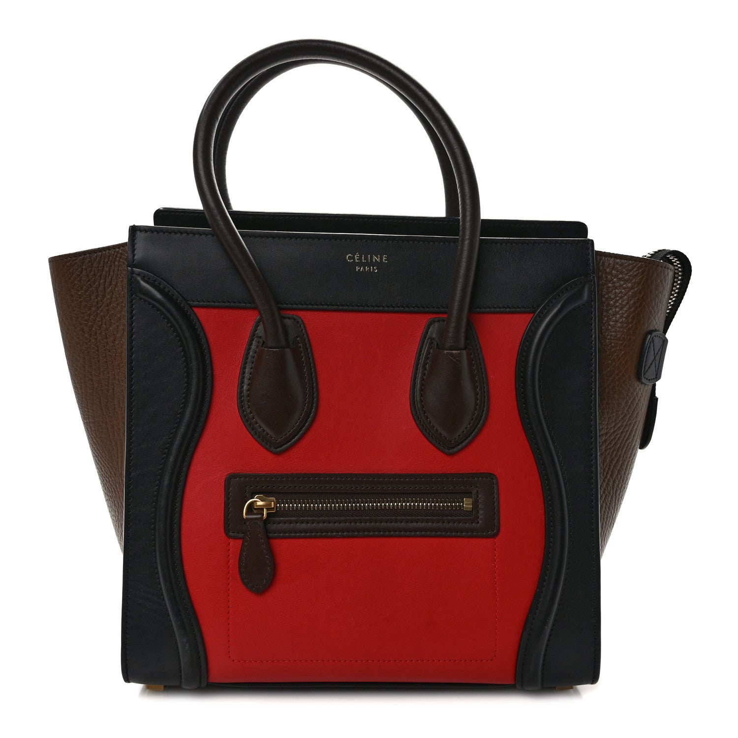 Celine Bullhide Calfskin Micro Tri-Color Luggage Bright Red 1 of 8