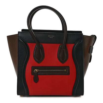 Celine Bullhide Calfskin Micro Tri-Color Luggage Bright Red 1 of 8