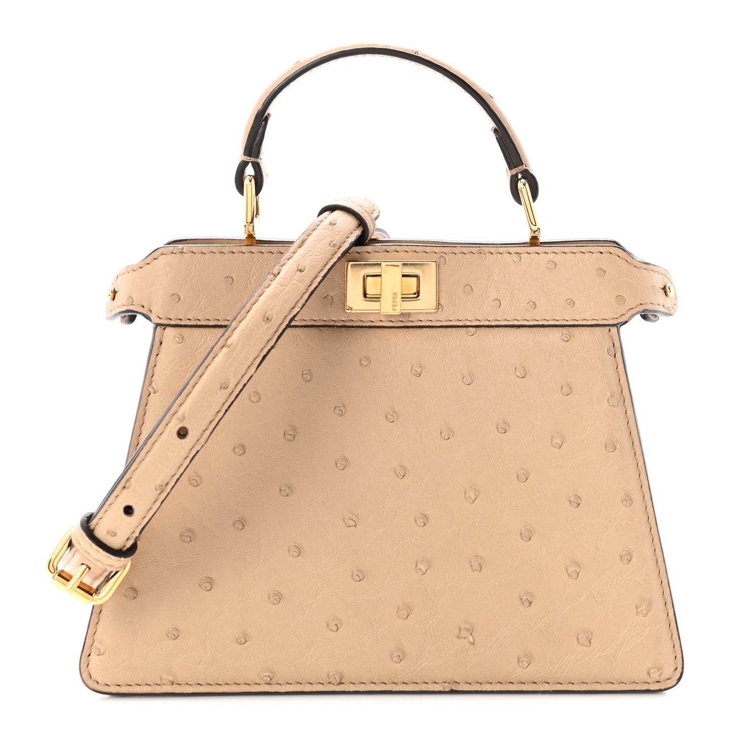 Ostrich Shiny Nappa Petite Peekaboo I SEE U Satchel Sasso