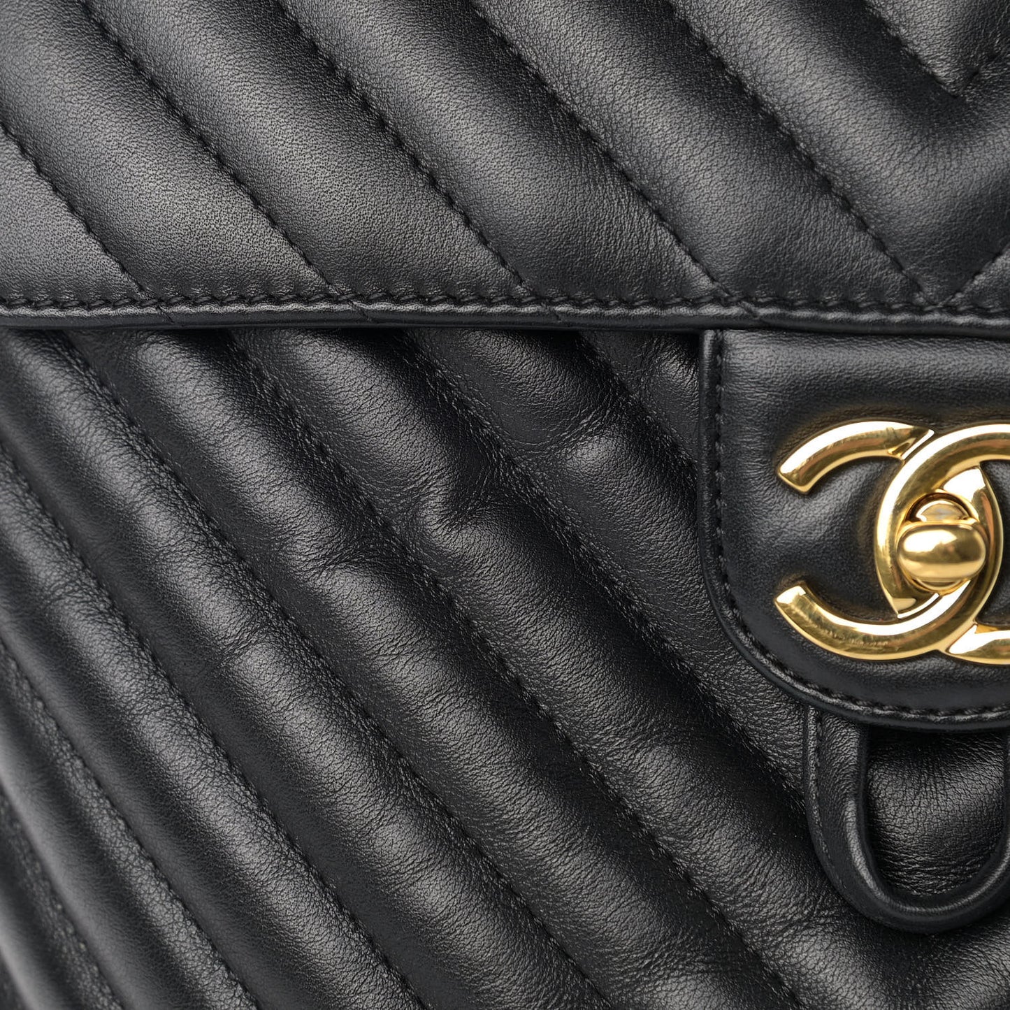 Calfskin Chevron Quilted Large Urban Spirit Backpack Black