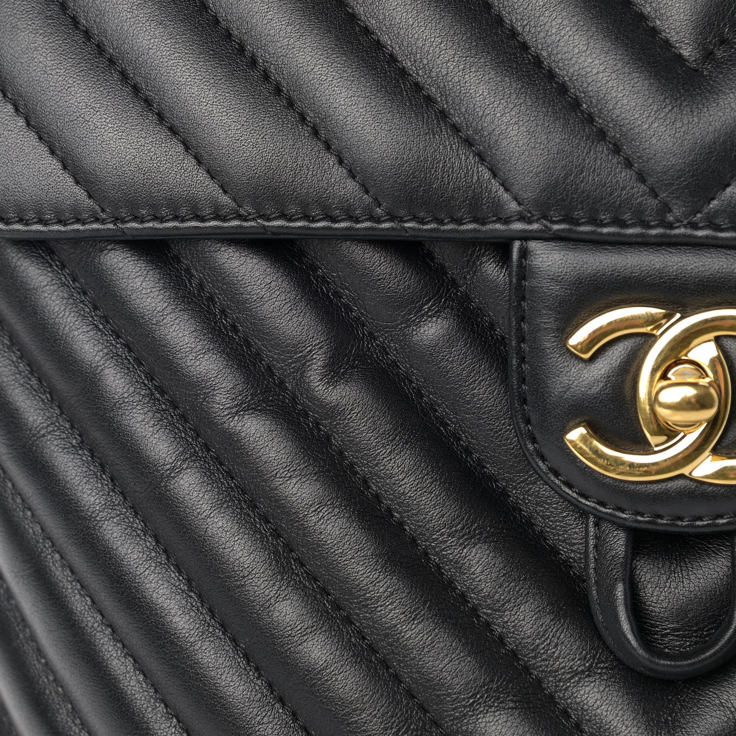 Chanel Calfskin Chevron Quilted Large Urban Spirit Backpack Black 13 of 14