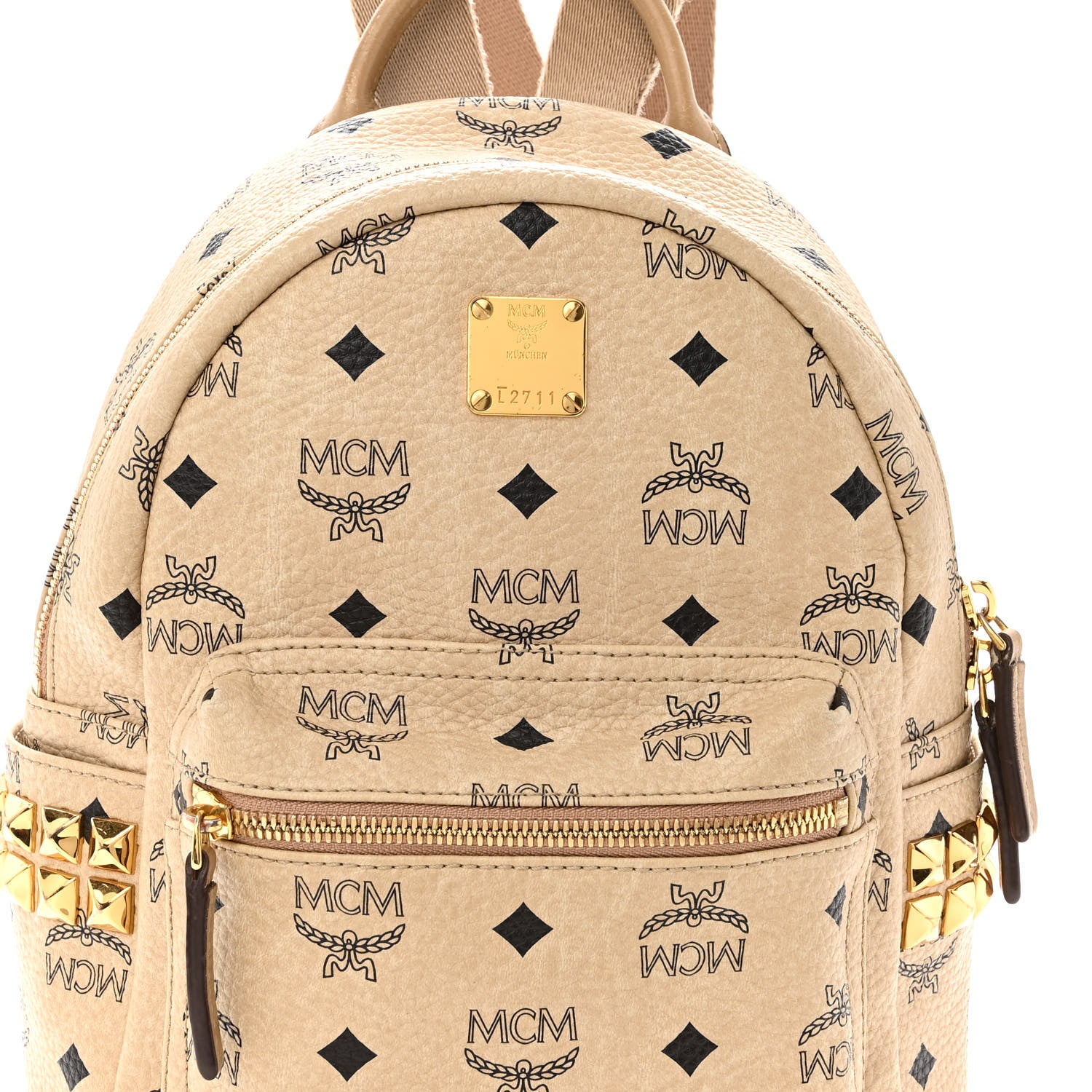 MCM Visetos Side Stud Mini Stark Backpack Beige 7 of 10