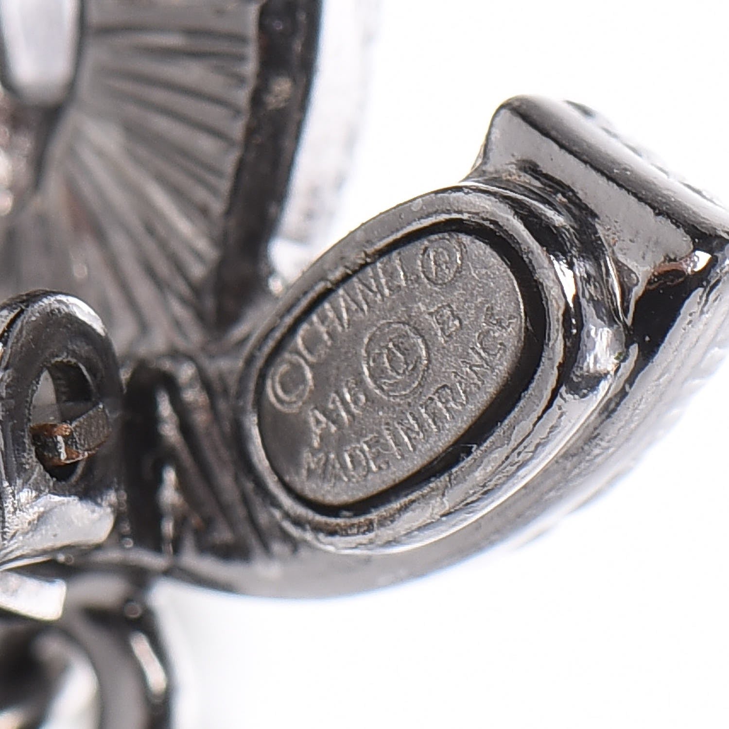 Chanel Ruthenium Resin CC Drop Clip On Earrings Dark Grey 5 of 5