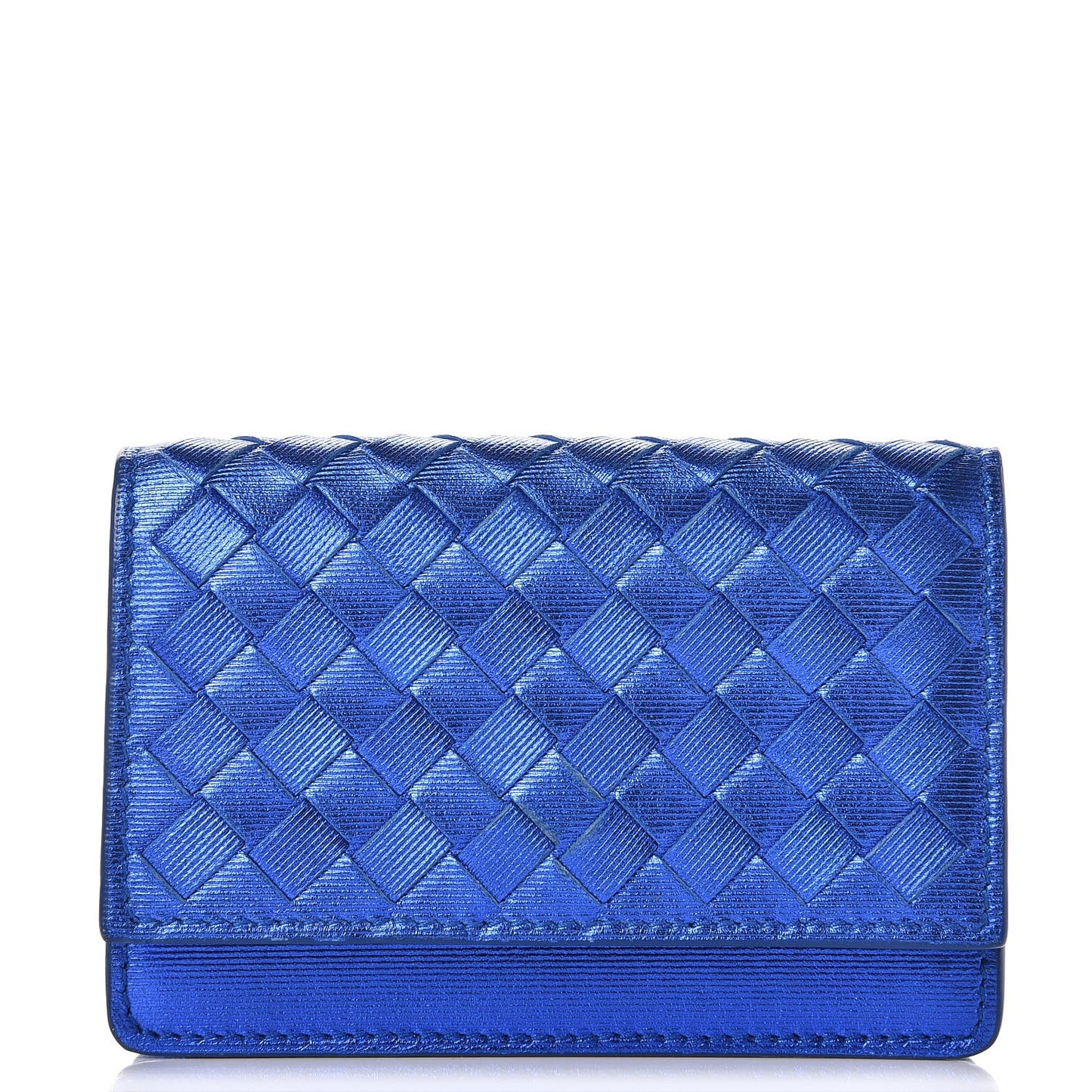 Metallic Intrecciato Grosgrain Card Case Cobalt