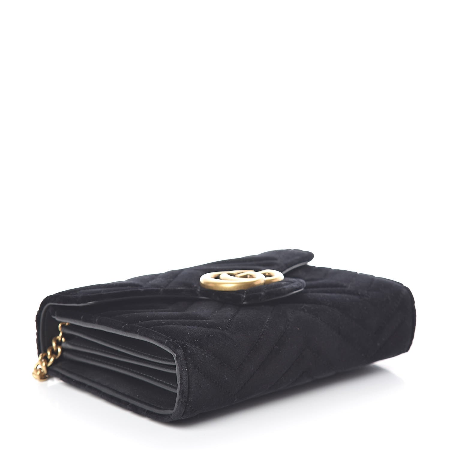 Gucci Velvet Matelasse GG Marmont Chain Wallet Black 4 of 9