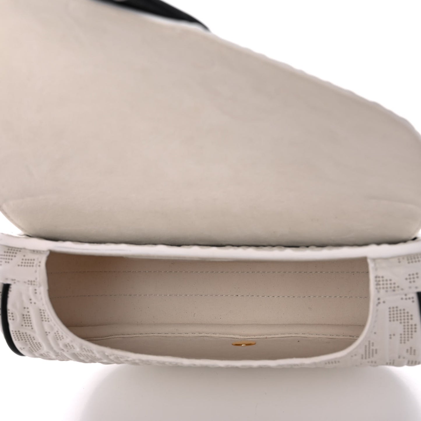 Calfskin Perforated Oblique Medium Bobby Flap White Blue