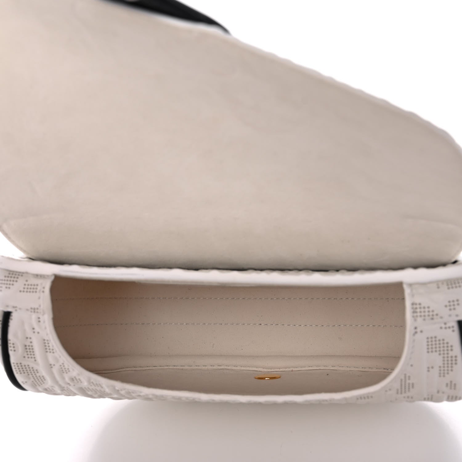 Christian Dior Calfskin Perforated Oblique Medium Bobby Flap White Blue 5 of 12