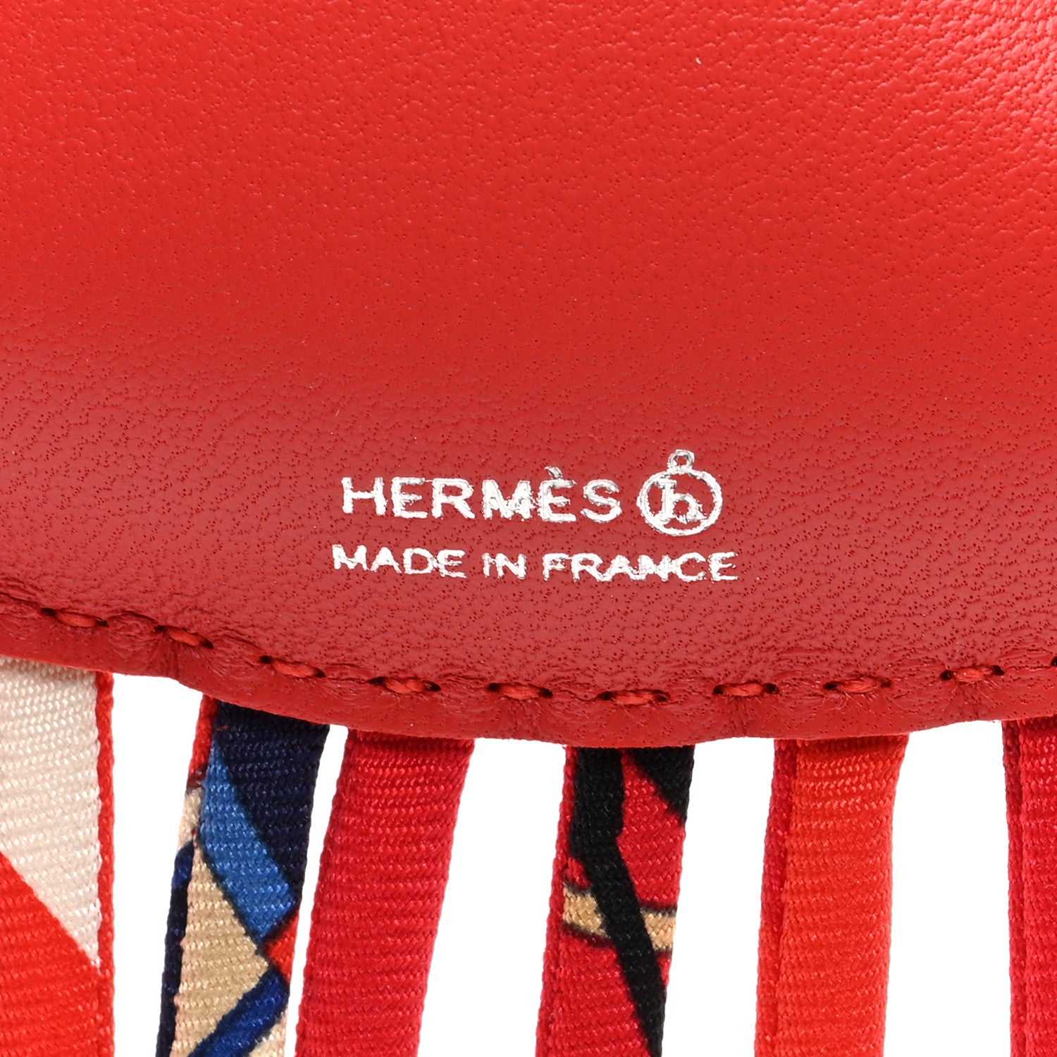 Hermes Swift Silk Twill Cord Cloud Bag Charm Rouge Tomate 3 of 4