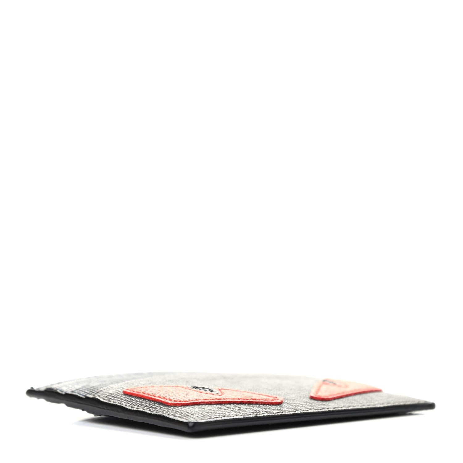 Fendi Vitello Elite Monster Eyes Inlay Card Holder Asfalto Papavero Black 4 of 8