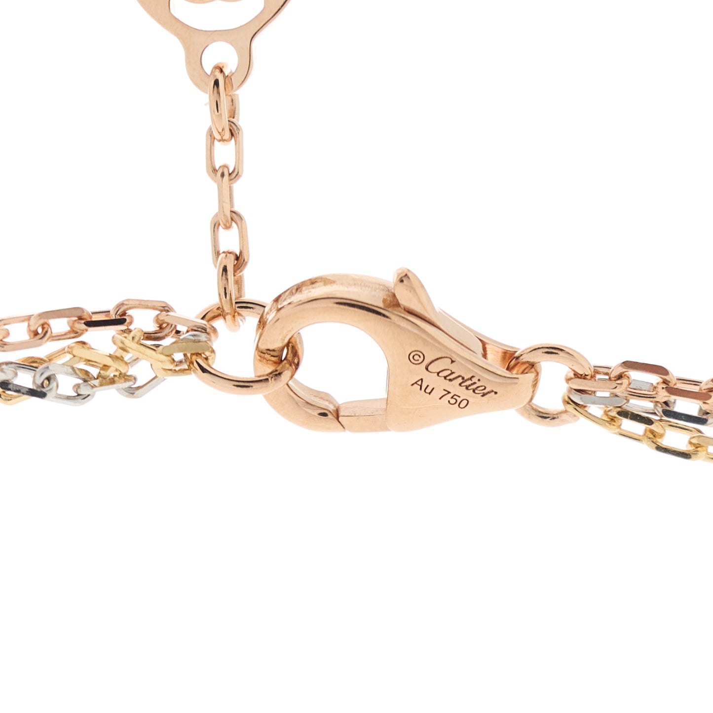 18K Pink Yellow White Gold Three Chain Necklace
