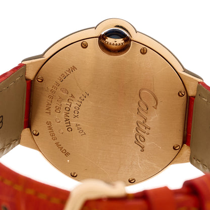 Cartier 18K Pink Gold Alligator 36mm Ballon Bleu De Cartier Automatic Watch Orange 4 of 6
