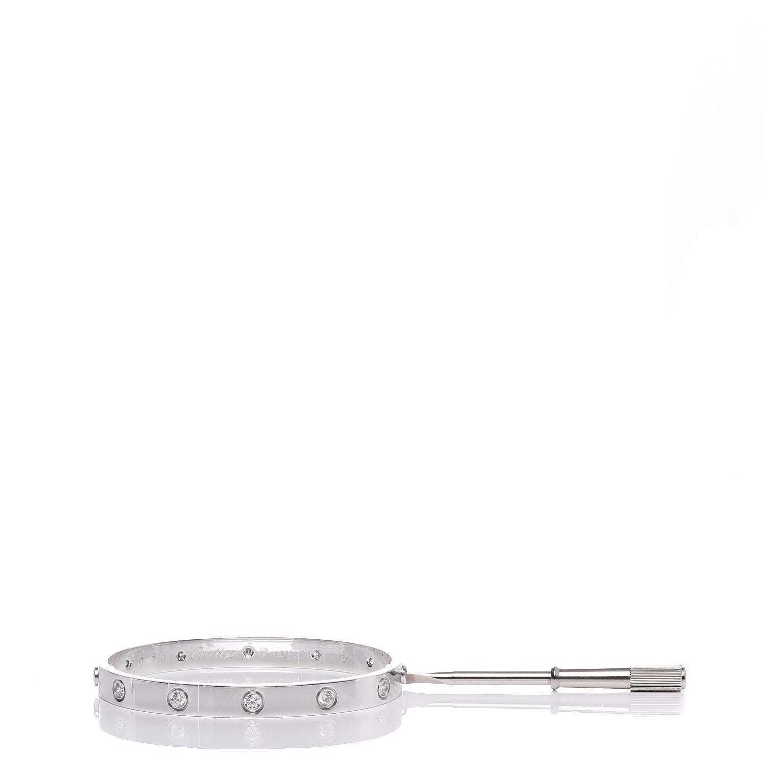 Cartier 18K White Gold 10 Diamond LOVE Bracelet 17 5 of 6