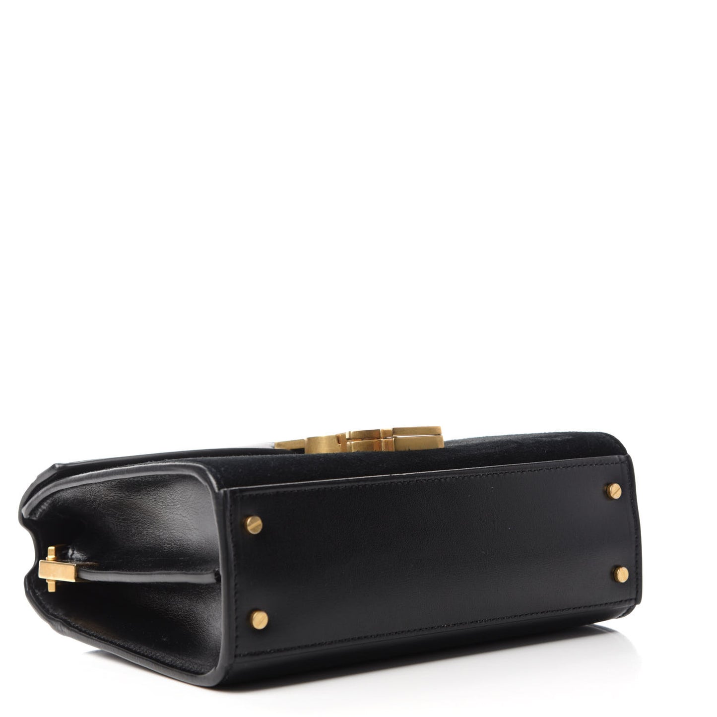 Suede Leopard Print Mini Classic Monogram Cassandra Top Handle Manto Naturale Black