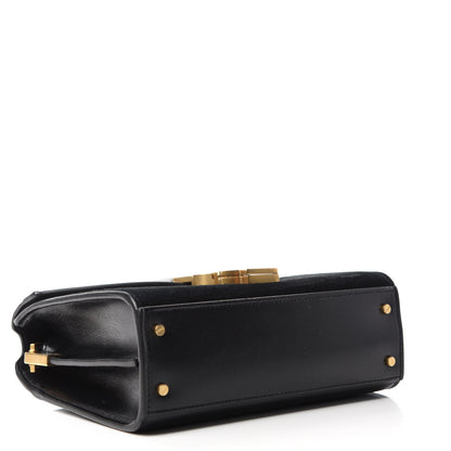 Saint Laurent Suede Leopard Print Mini Classic Monogram Cassandra Top Handle Manto Naturale Black 4 of 11