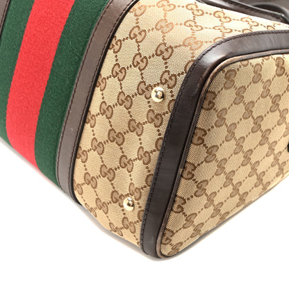 Gucci Monogram Vintage Web Medium Boston Dark Brown 10 of 11