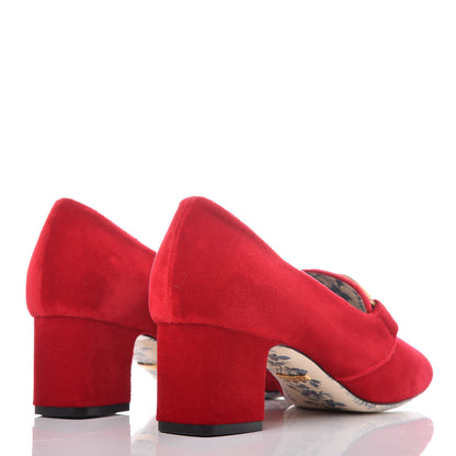 Gucci Softy Velvet GG Victoire 55mm Loafer Pumps 37 Hibiscus Red 4 of 9