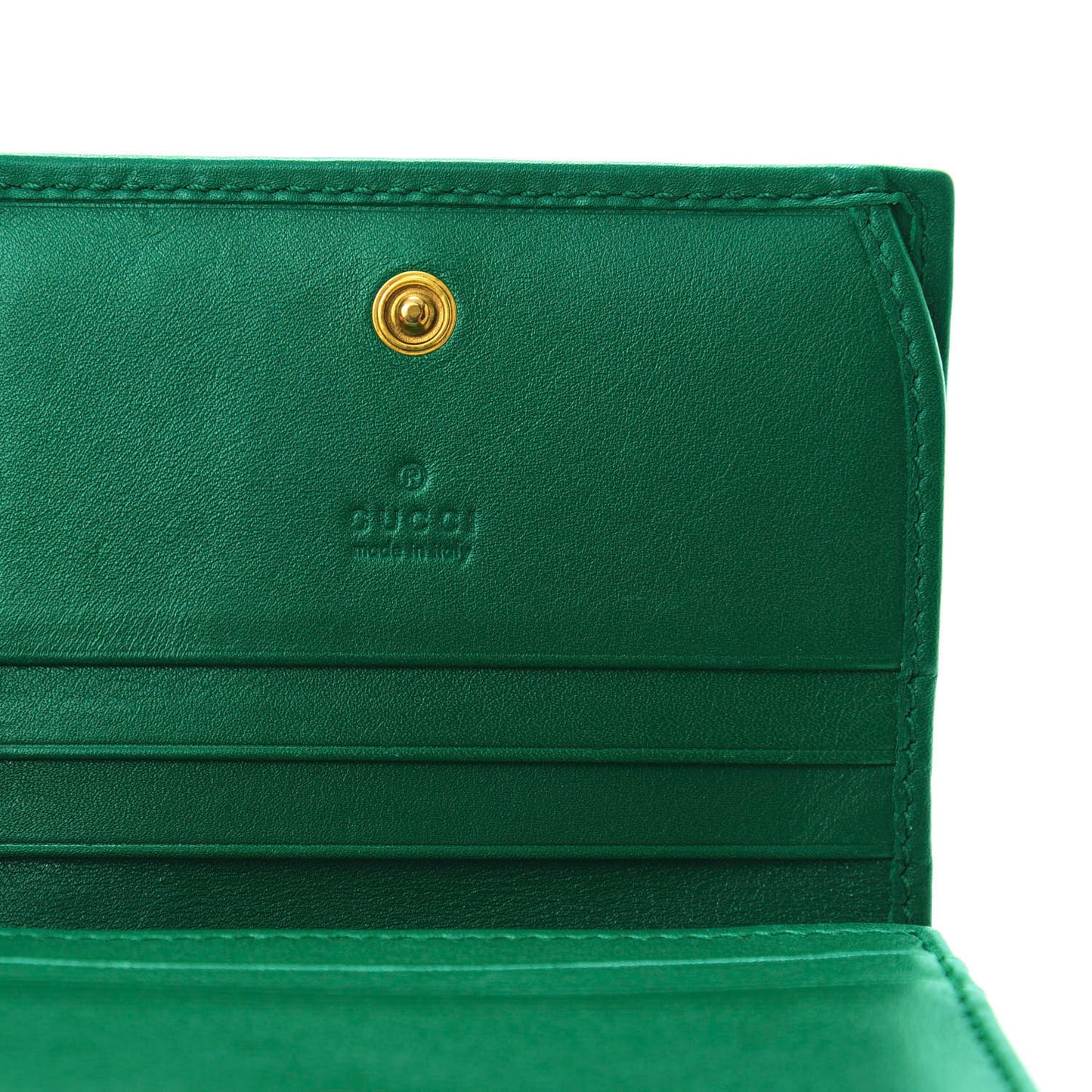 Calfskin Matelasse GG Marmont Card Case Wallet Emerald