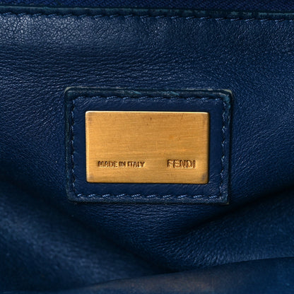 Fendi Vitello Morgan Shiny Nappa Large Peekaboo Iconic Satchel Foresta Blue 6 of 15