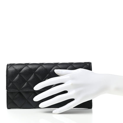 Chanel Caviar Quilted Large Gusset Flap Wallet Black 2 of 9