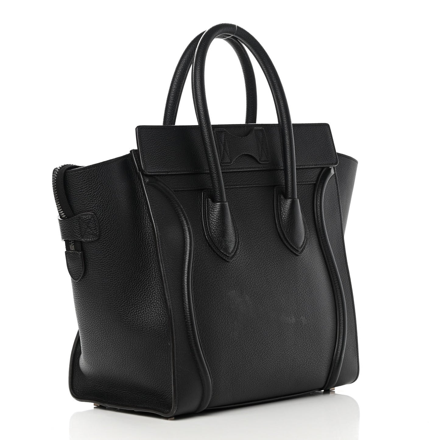 Drummed Calfskin Mini Luggage Black