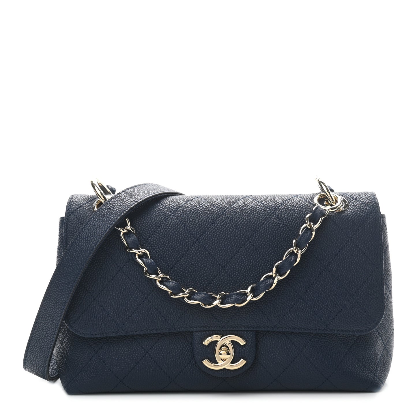 Caviar Quilted City Walk Flap Navy Blue