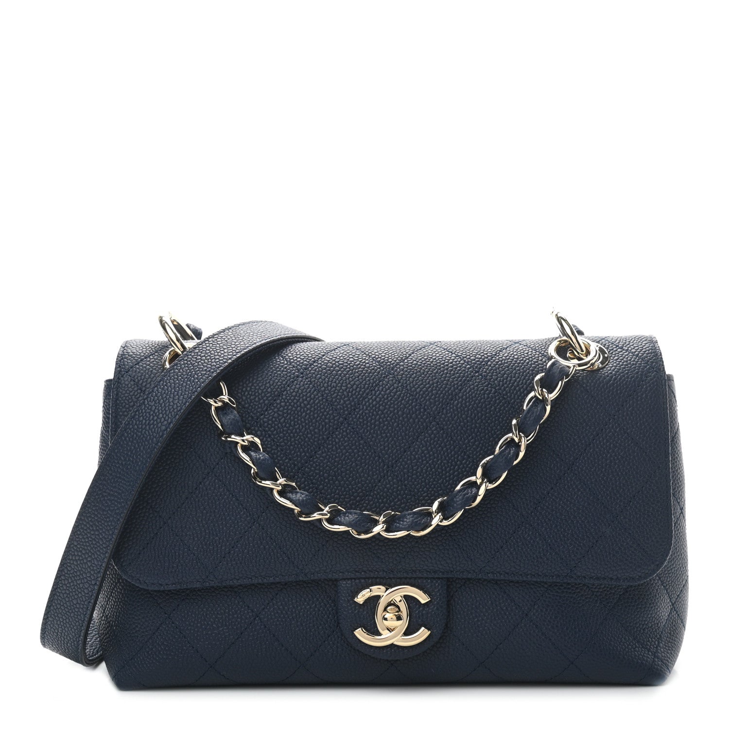Chanel Caviar Quilted City Walk Flap Navy Blue 1 of 9