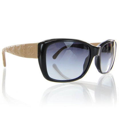 Chanel Leather Quilted CC Sunglasses Black Beige 5201 Q 1 of 7