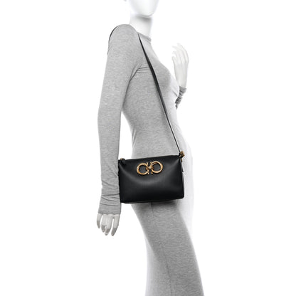 Salvatore Ferragamo Calfskin Trapezio Shoulder Bag Black 2 of 9