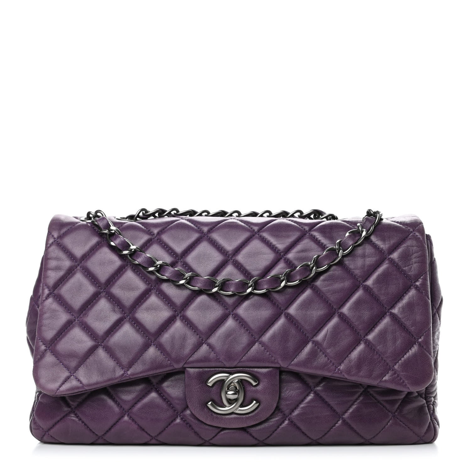 Chanel Lambskin Quilted Jumbo Single Flap Dark Purple 1 of 4