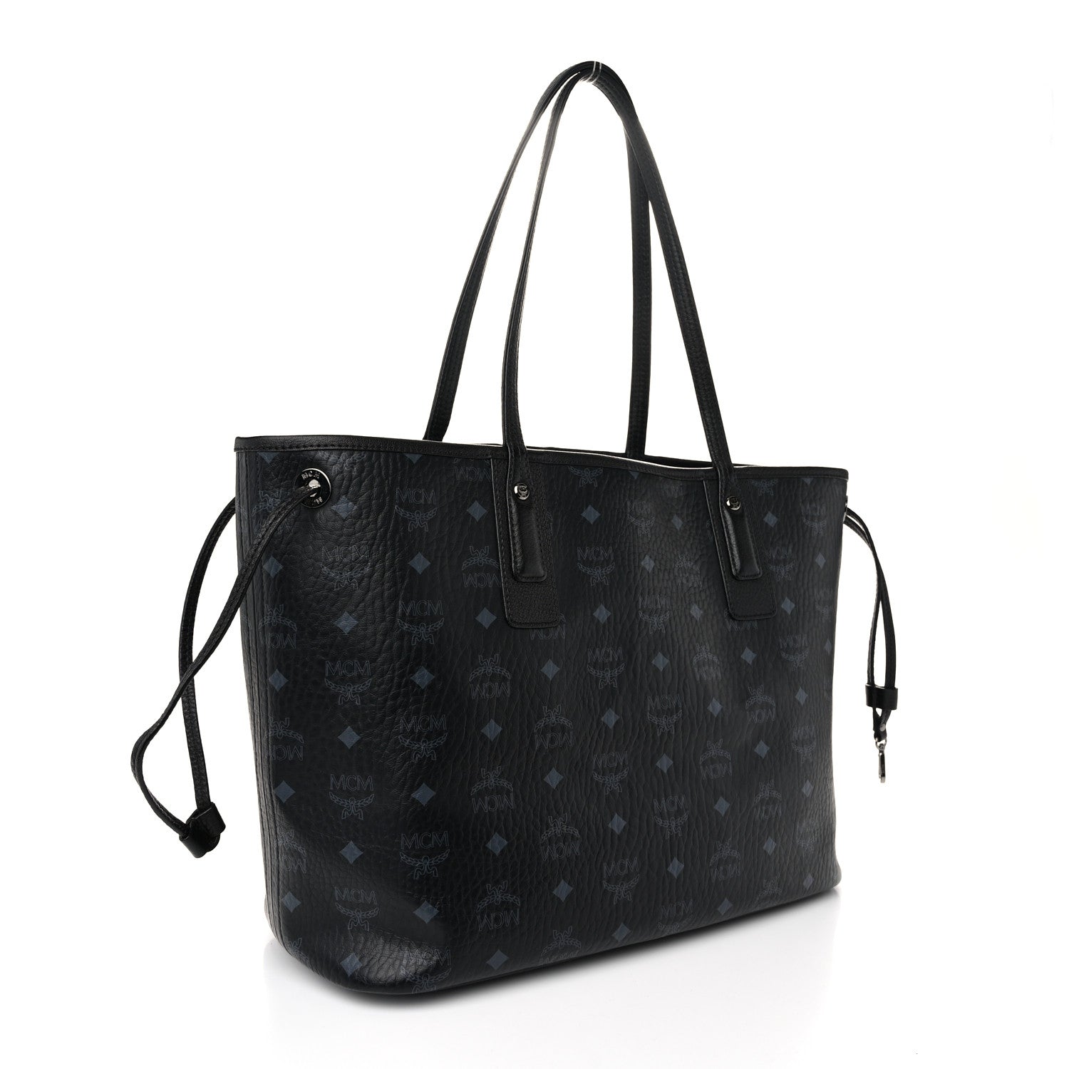 MCM Grained Calfskin Visetos Medium Liz Reversible Shopper Tote Black 4 of 14
