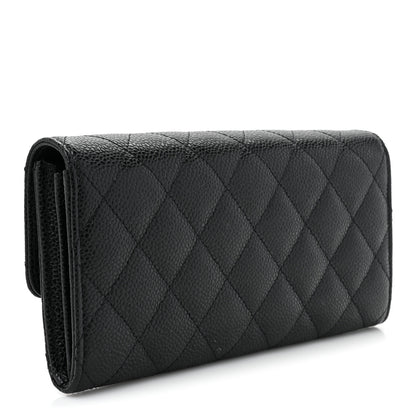 Chanel Caviar Quilted Large Gusset Flap Wallet Black 3 of 13