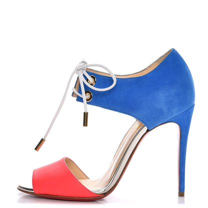 Christian Louboutin Kid Suede Fluo Mayerling 100 Sandals 35 Version Orange 1 of 9