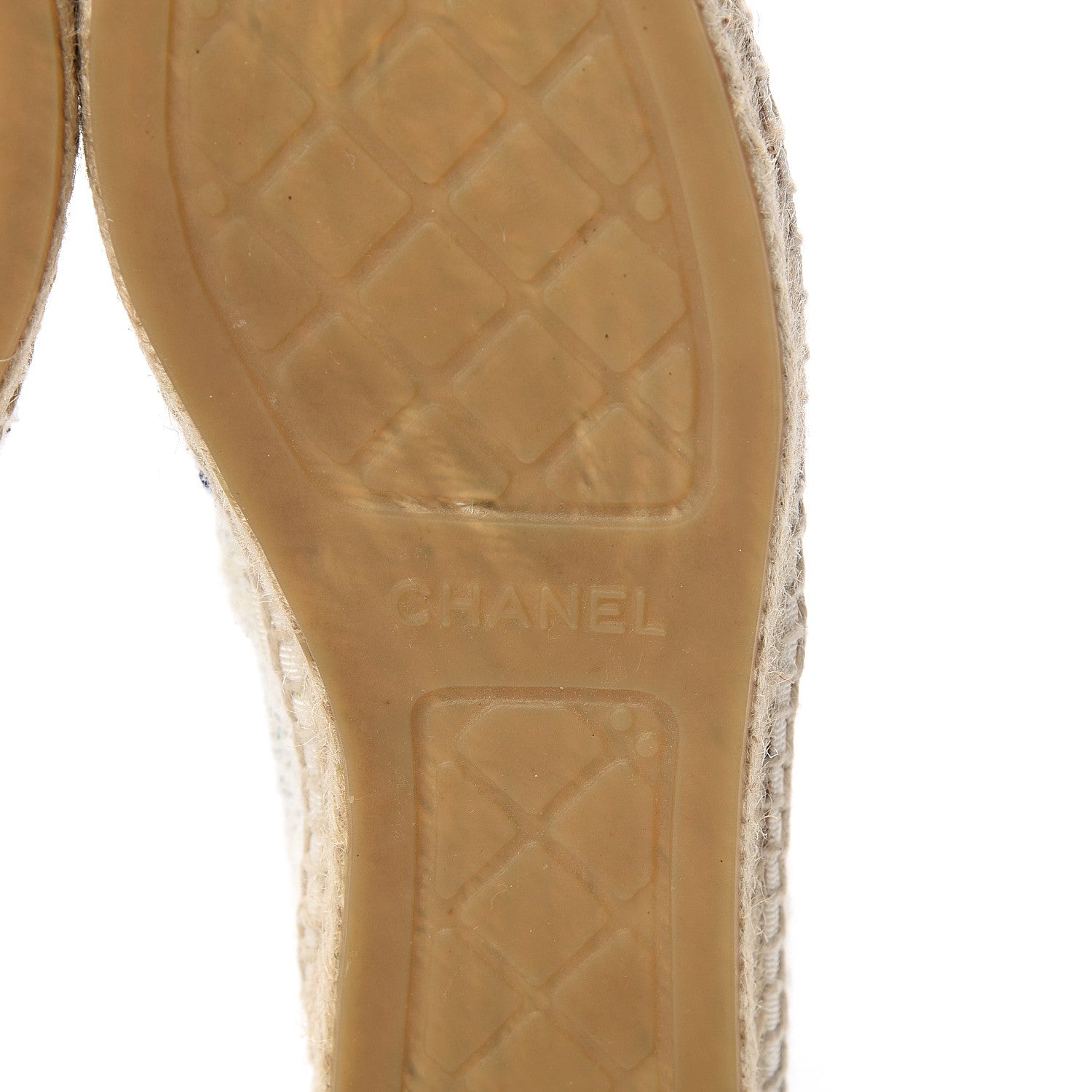 Chanel Tweed CC Espadrilles 38 Ecru White Blue Black 7 of 11