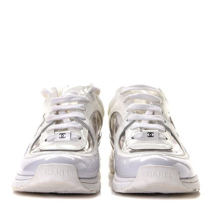 Chanel Calfskin Patent Transparent Womens CC Sneakers 38.5 White 9 of 18